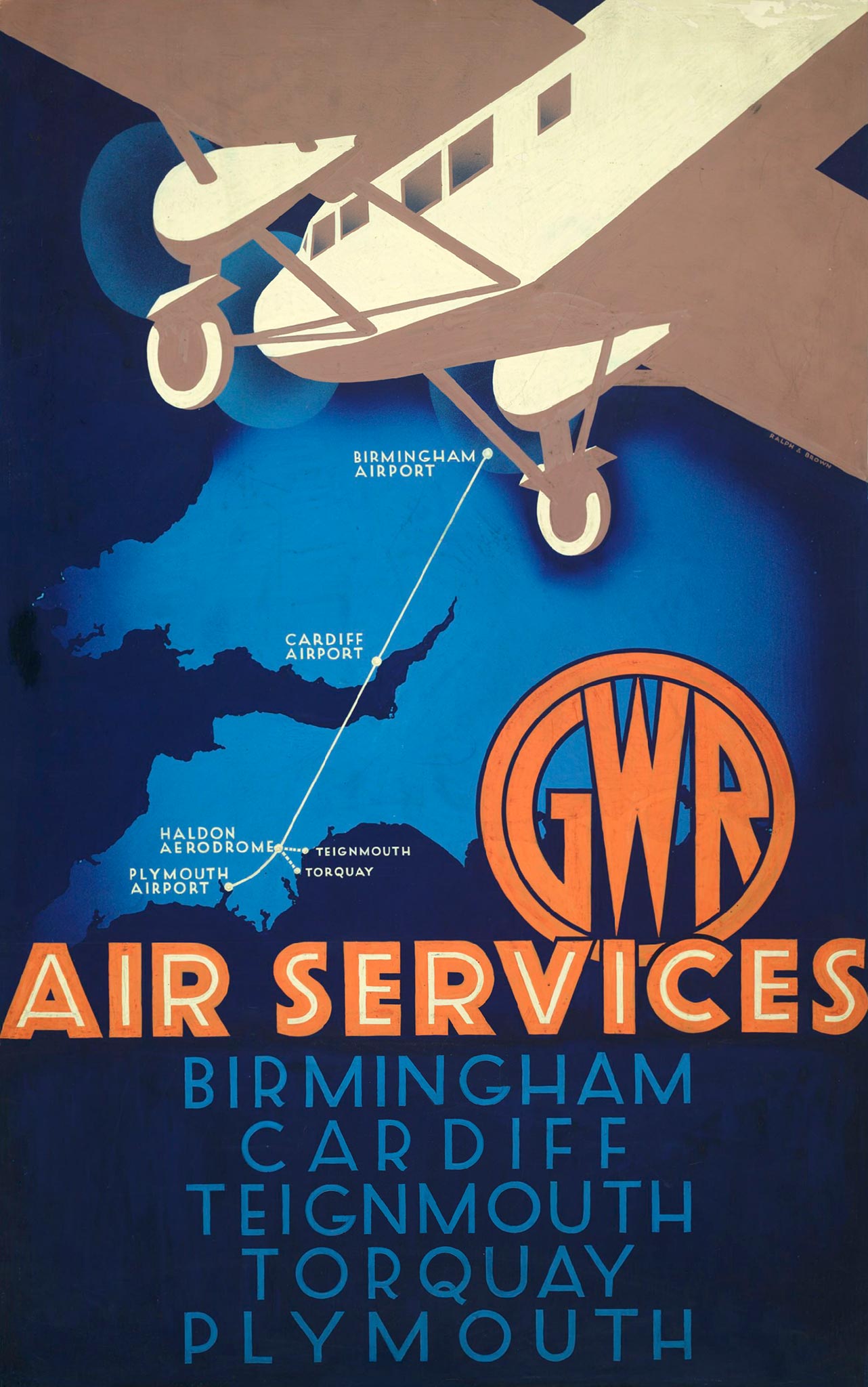 Germany German by Airplane Europe European Vintage Travel Advertisement Poster