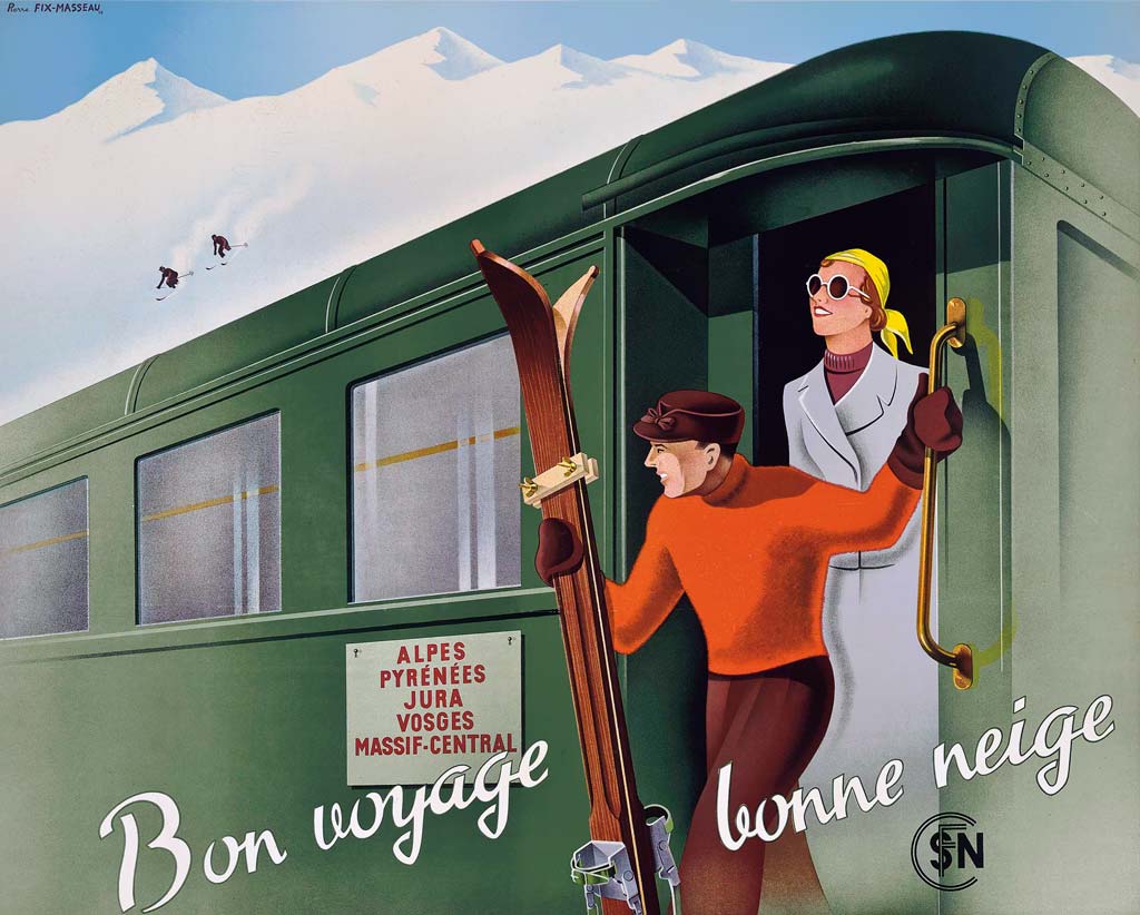 Affiche Deyrolle Poster Déco Vintage 50x70cm - Affiche Ski Train Glacier De Bionnassay - Neuf Poster Vintage Ski Train Glacier